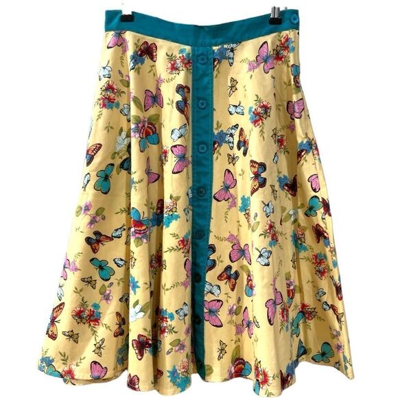 Tatyana Retro Swing Butterfly Skrit in Yellow Size M - Picture 2 of 6